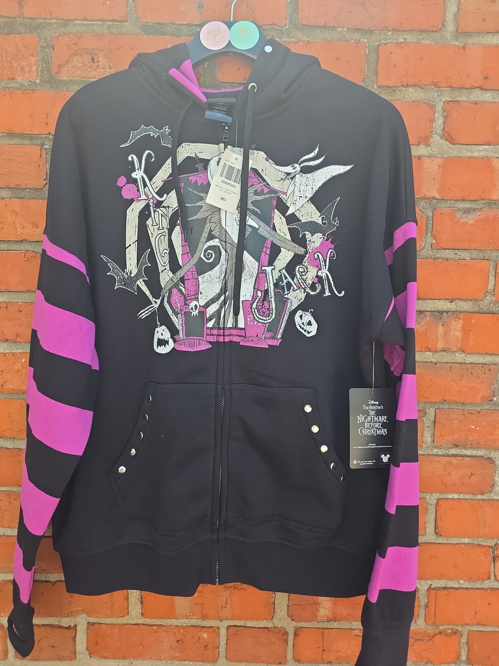 Her Universe The Nightmare Before Christmas Jack Stripe Women's Hoodie MD NWT